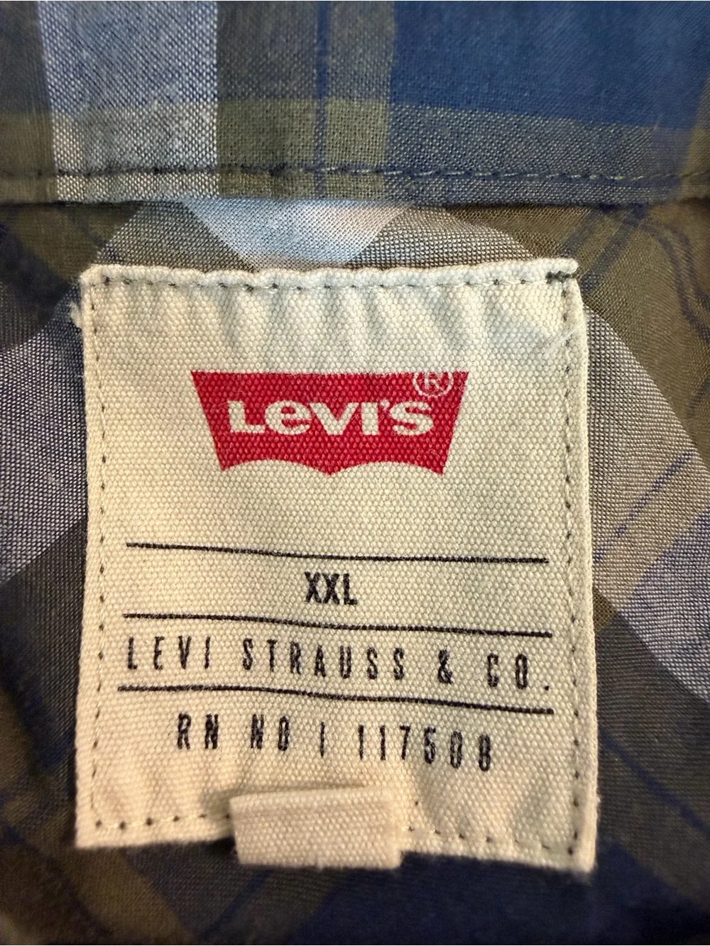 Levi's Blue and Olive Plaid Button-Down Shirt